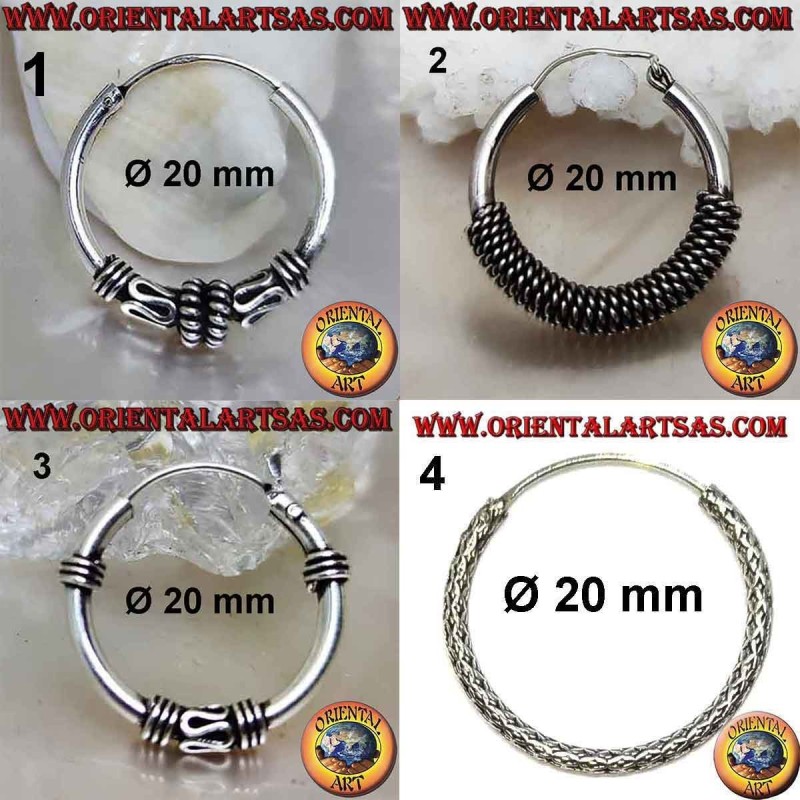 Pendiente de plata 925 ‰, círculo mecanizado, 20 mm de diámetro (3)