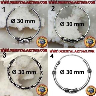 Orecchino in argento 925‰, cerchio lavorato, 30 mm di diametro (3)