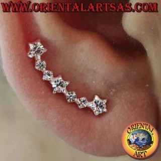 Boucles d'oreilles grimpantes en argent (grimpeur) avec alternance de petits et grands zircons blancs