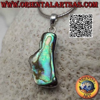 Silberanhänger mit unregelmäßig geformter Paua-Muschel (Abalone) mit glattem Randdraht (c)