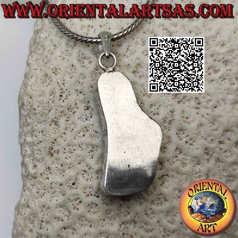 Colgante de plata con concha de paua (abulón) de forma irregular con alambre de borde liso (c)