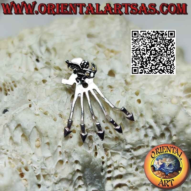 Fan-shaped climbing silver earring (climber), the angel Cupid with arrows