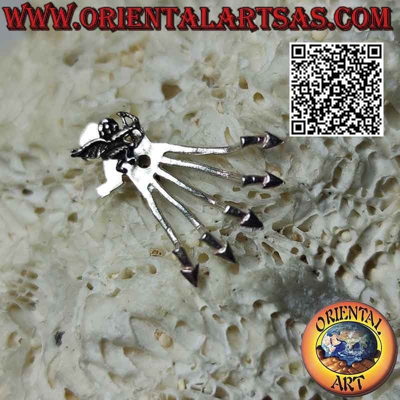 Fan-shaped climbing silver earring (climber), the angel Cupid with arrows