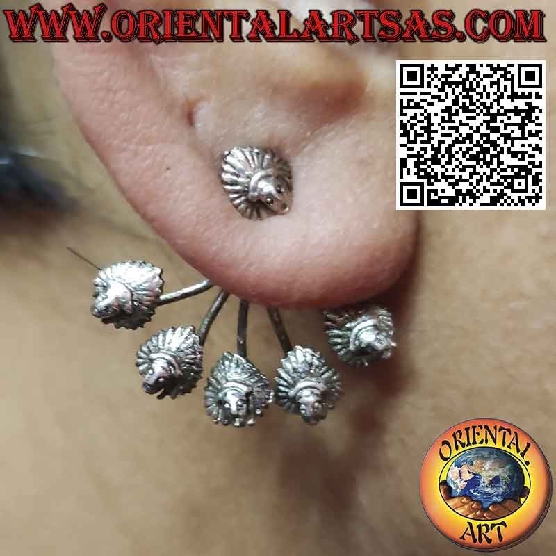 Silver fan-shaped climber earring, Native American Indian