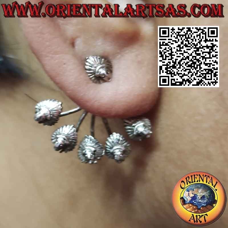 Boucle d'oreille grimpeur en forme d'éventail en argent, Amérindien