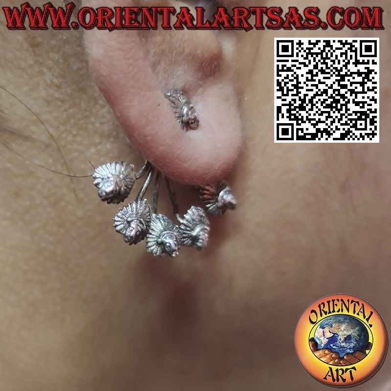 Boucle d'oreille grimpeur en forme d'éventail en argent, Amérindien