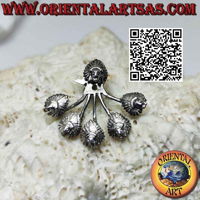 Silver fan-shaped climber earring, Native American Indian