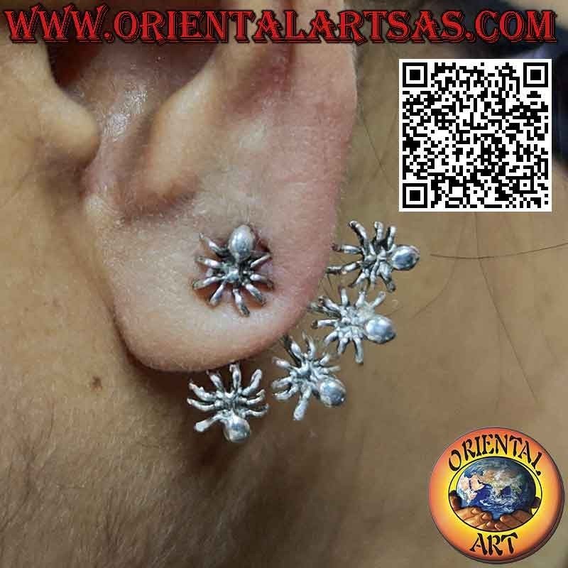 Orecchino in argento rampicante (climber) a ventaglio, i ragni