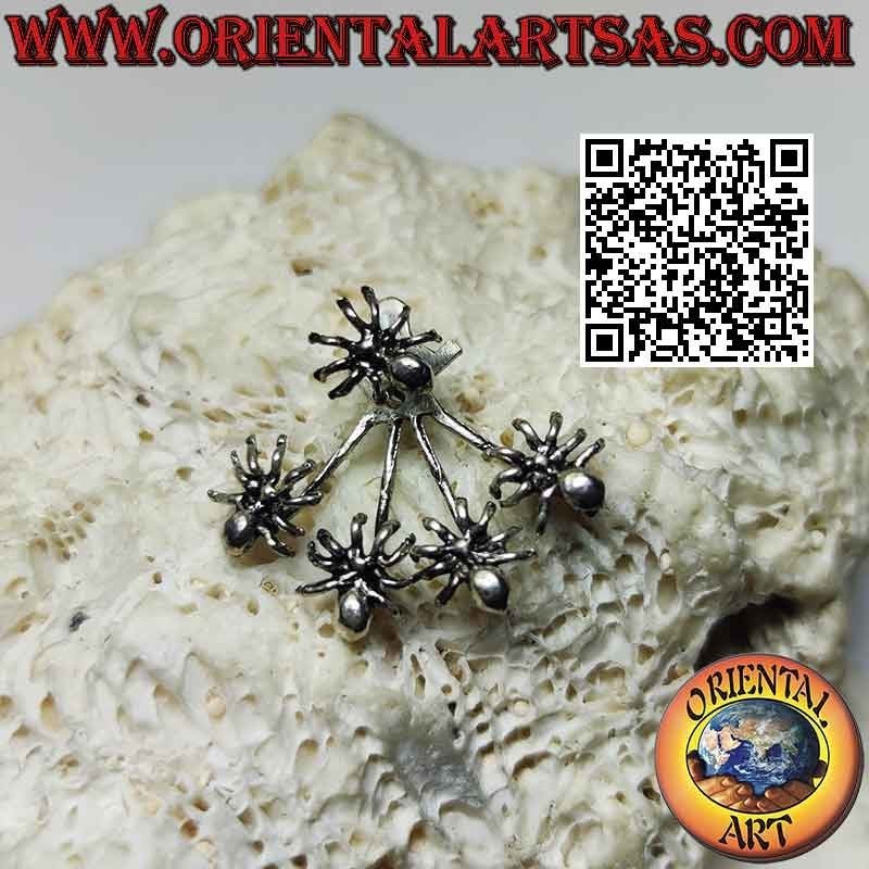 Orecchino in argento rampicante (climber) a ventaglio, i ragni