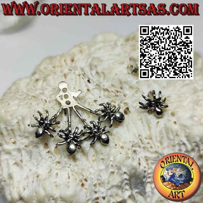 Boucle d'oreille d'escalade en forme d'éventail (grimpeur) en argent, araignées