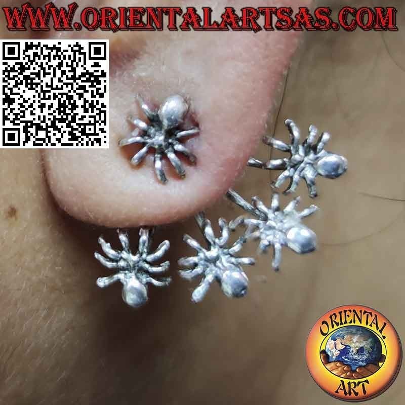 Orecchino in argento rampicante (climber) a ventaglio, i ragni