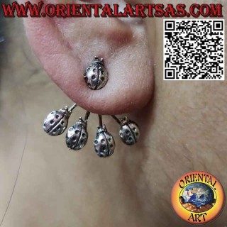 Pendiente de plata trepador en forma de abanico (trepador), mariquitas