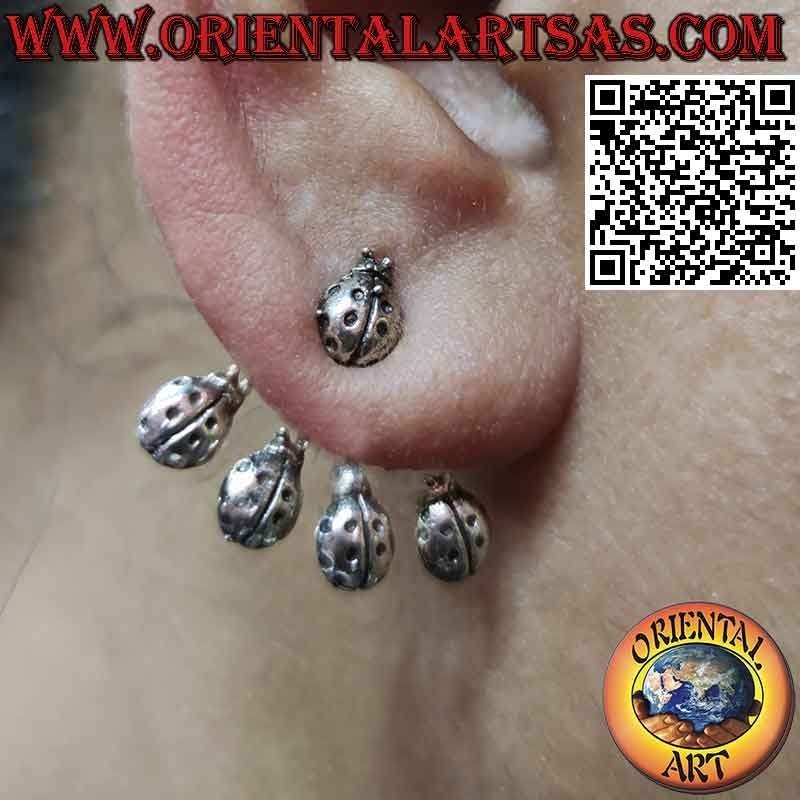 Pendiente de plata trepador en forma de abanico (trepador), mariquitas