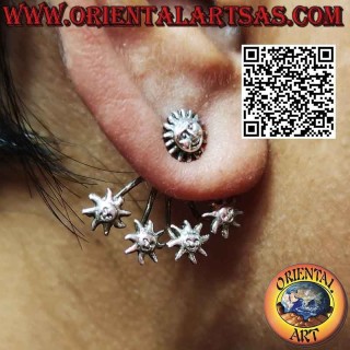 Fan-shaped climbing silver earring (climber), the shining suns