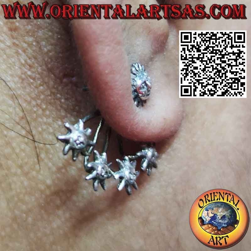 Fan-shaped climbing silver earring (climber), the shining suns