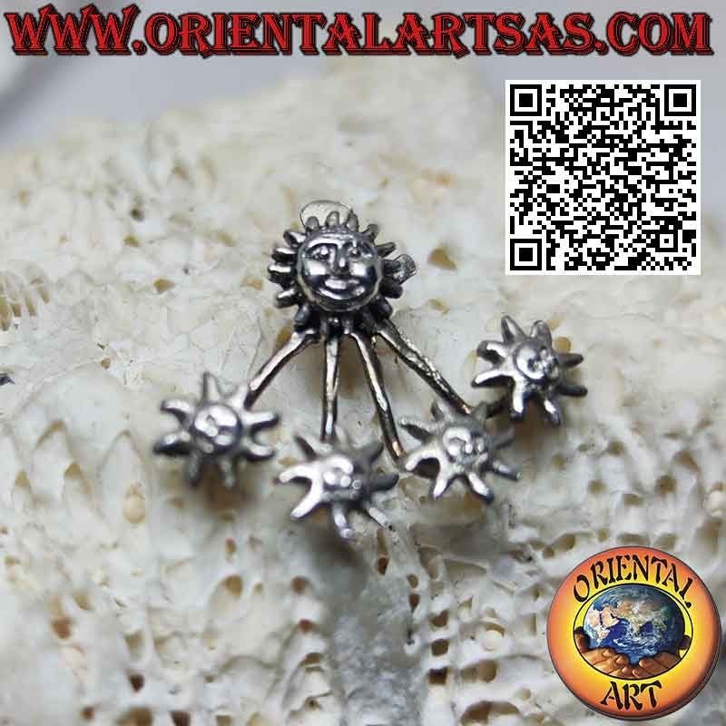 Fan-shaped climbing silver earring (climber), the shining suns