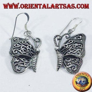 Silver earrings butterfly pendants