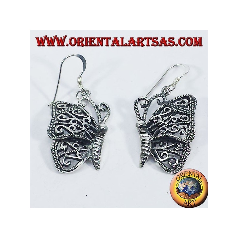 Pendientes de plata colgantes mariposa