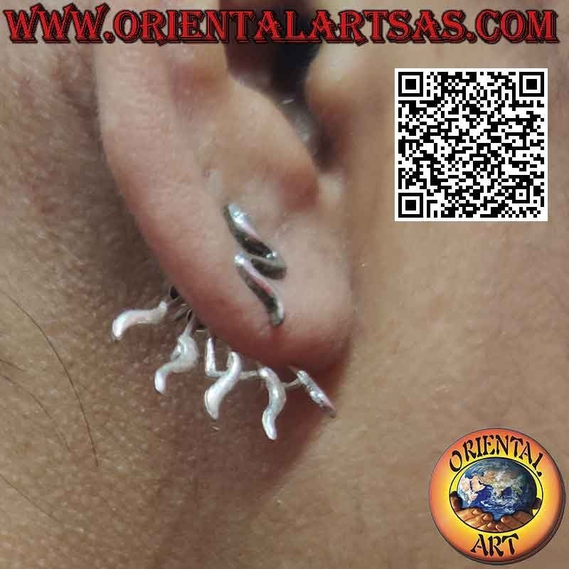 Orecchino in argento rampicante (climber) a ventaglio, il serpente
