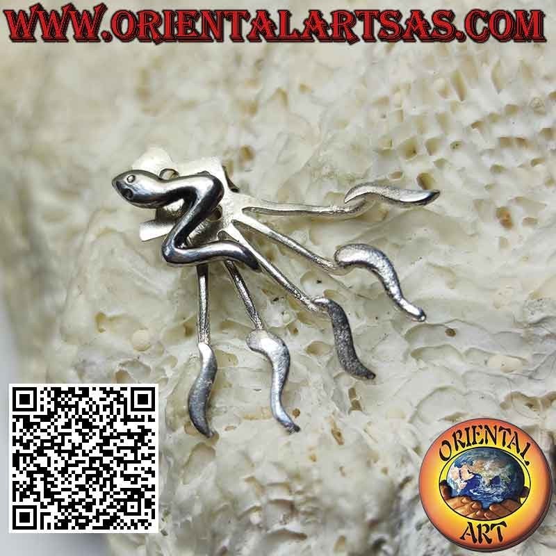 Orecchino in argento rampicante (climber) a ventaglio, il serpente