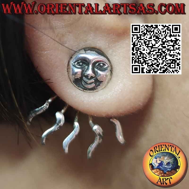 Fan-shaped climbing silver earring (climber), the sun with rays