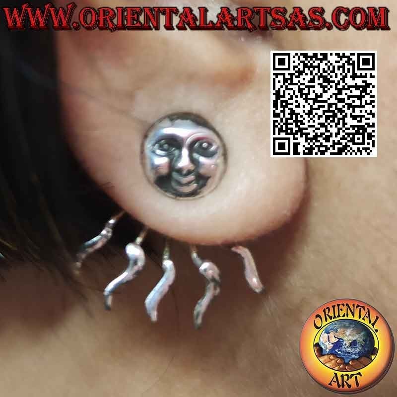 Fan-shaped climbing silver earring (climber), the sun with rays