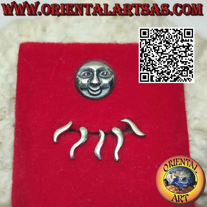 Pendiente de plata trepador en forma de abanico (trepador), el sol con rayos