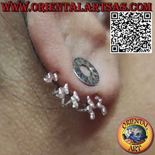 Arete trepador de plata en forma de abanico (trepador), el sol maya