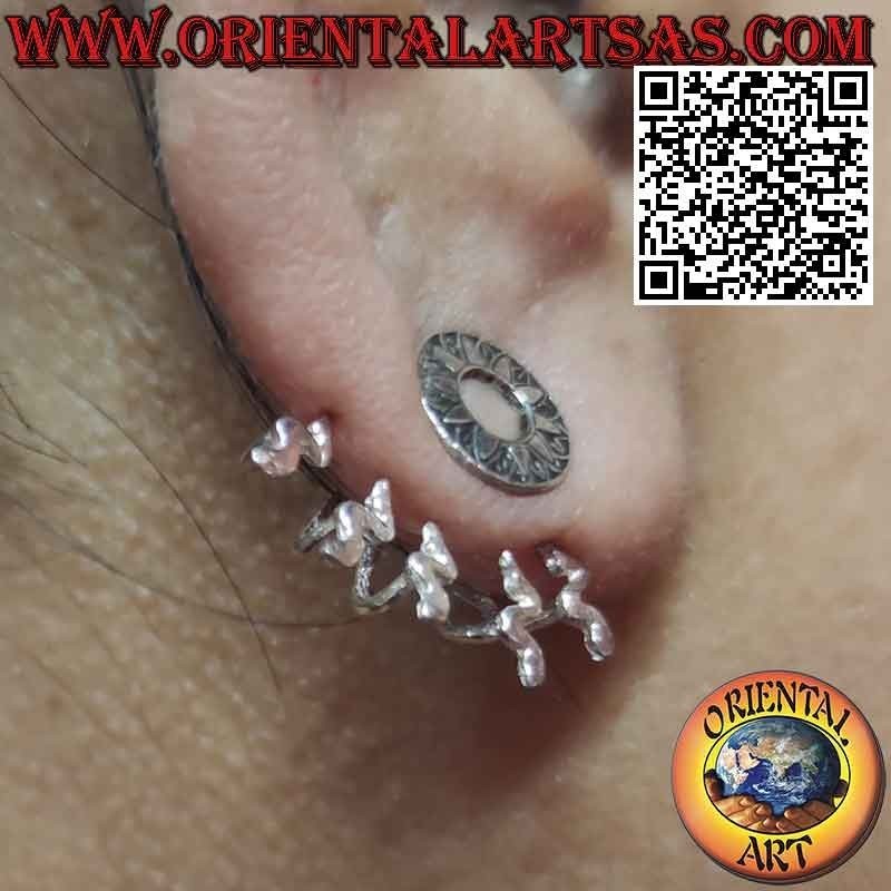 Arete trepador de plata en forma de abanico (trepador), el sol maya