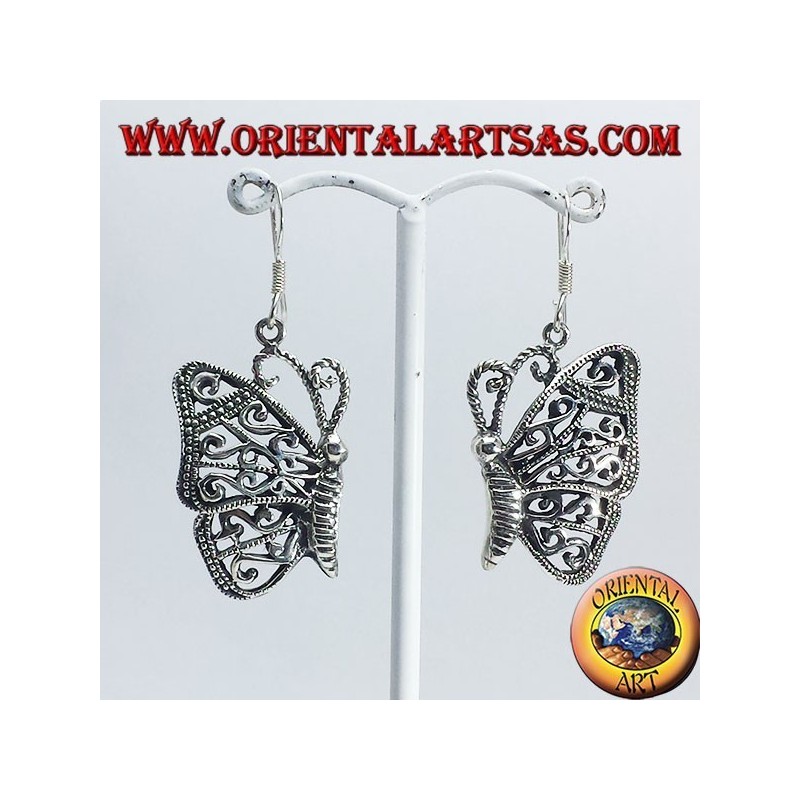 Pendientes de plata colgantes mariposa