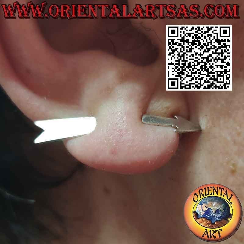 Boucle d'oreille en faux argent (sans trou), la flèche massive