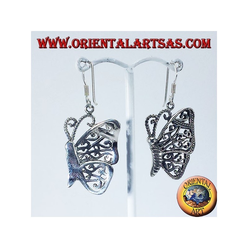 Pendientes de plata colgantes mariposa