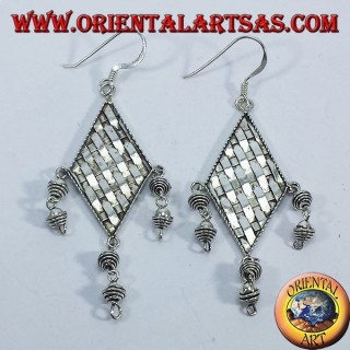 Pendientes de plata hebras rodaballo con colgantes