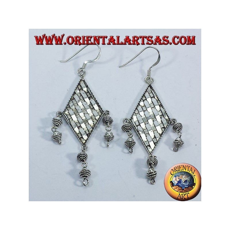 Boucles d'oreilles argent brins turbot avec pendentifs