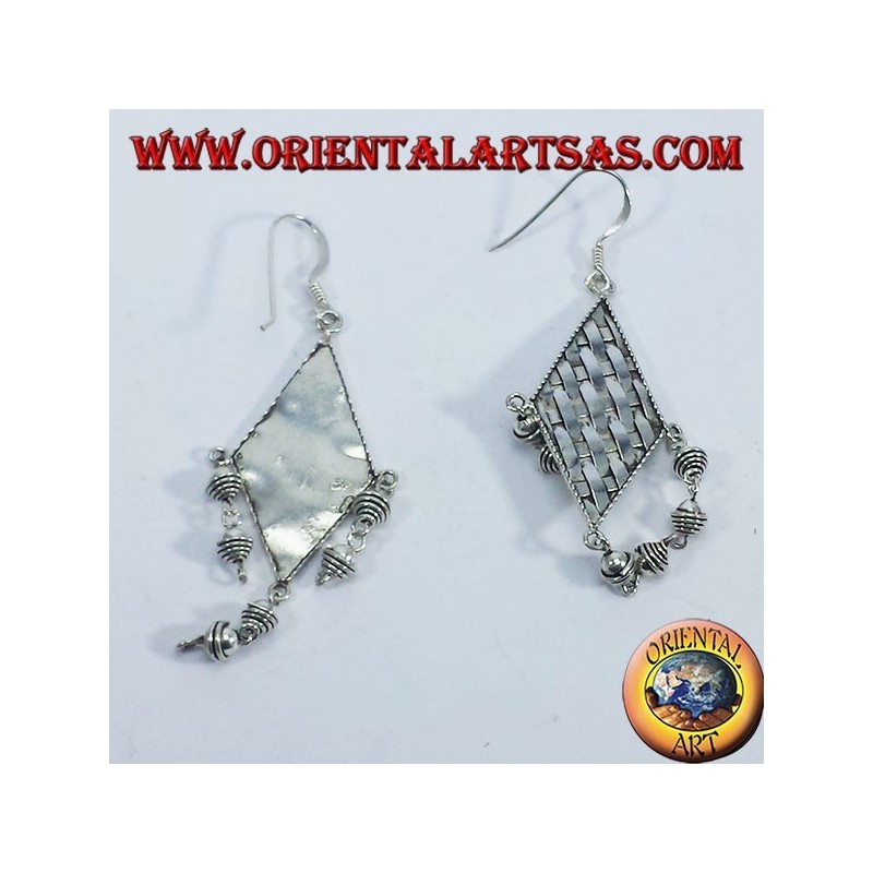 Pendientes de plata hebras rodaballo con colgantes