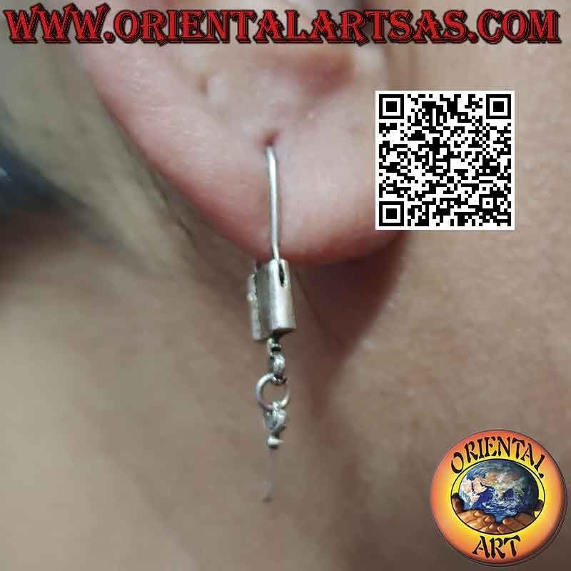 Boucle d'oreille en argent "spéciale", le cadenas avec la clé