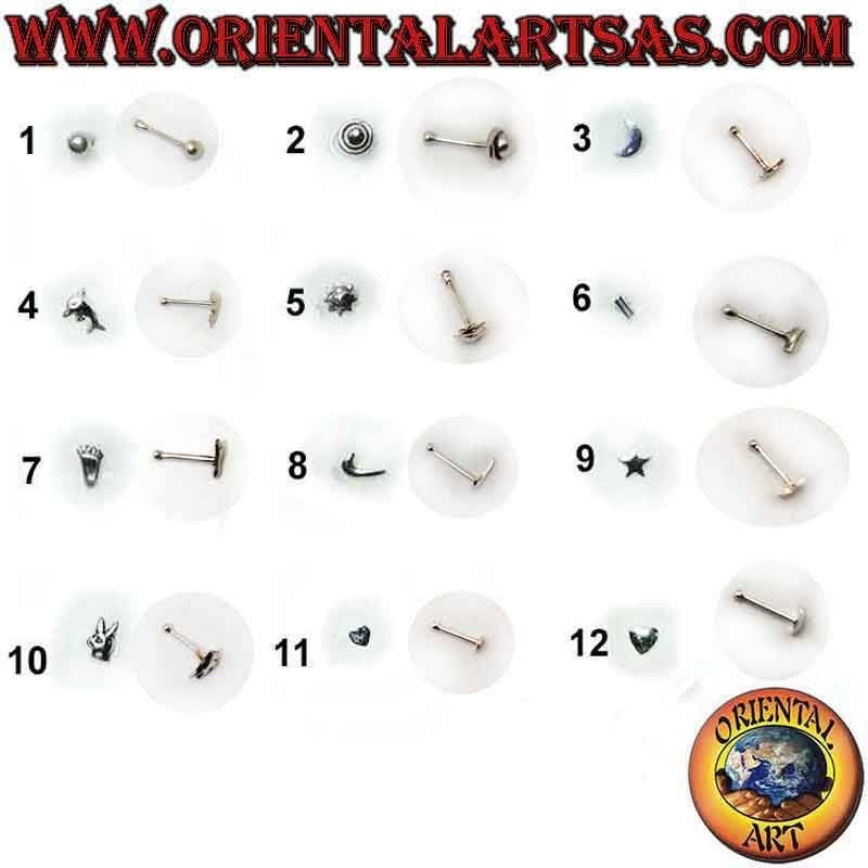 Punto de nariz plateado con bola detrás, varios modelos