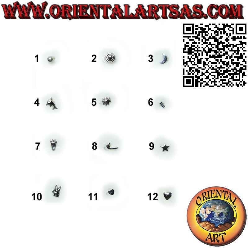 Silberner Nasenpunkt mit Kugel dahinter, verschiedene Modelle