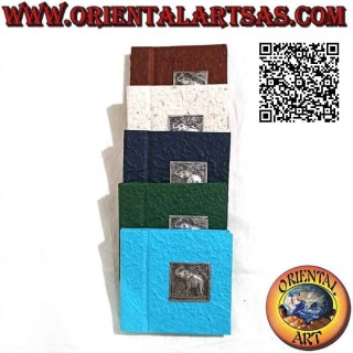 Square notebook with silver plate, rice paper (10 x 10 cm)