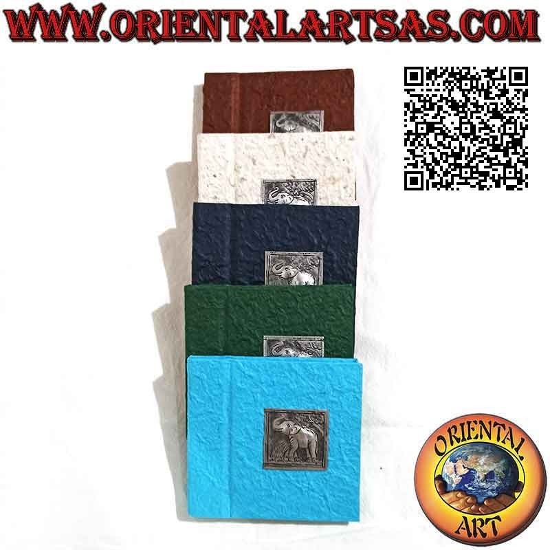 Square notebook with silver plate, rice paper (10 x 10 cm)