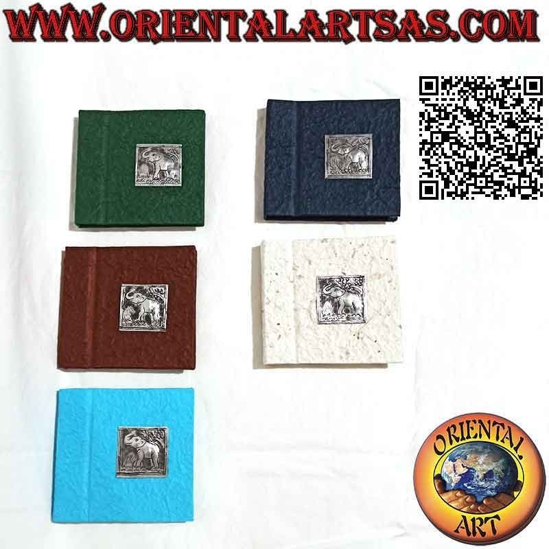 Square notebook with silver plate, rice paper (10 x 10 cm)