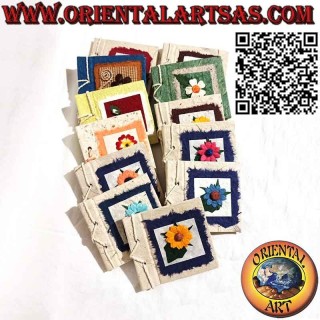 Square notebook with flower, in rice paper (10 x 11 cm)