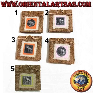 Taccuino quaderno quadrato verticale con piastra in argentone e copertina in canapa, in carta di riso