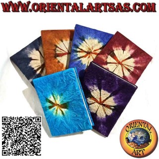 Notizbuch mit farbenfrohem Softcover und "aufgehende Sonne"-Muster, aus nepalesischem Reispapier (15 x 11)