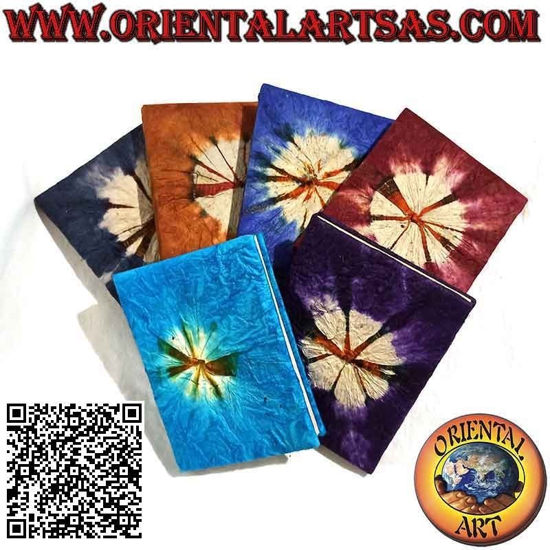 Libreta con tapa blanda de colores y diseño de "sol naciente", en papel de arroz nepalí (15 x 11)