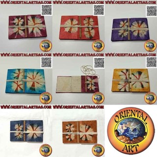 Horizontal notebook with central closure and binding, in Nepalese rice paper (11 x 17)