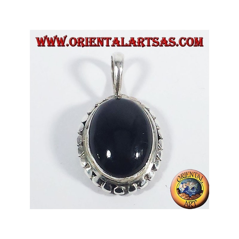 Pendentif en argent avec onyx ovale