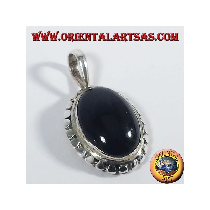Pendentif en argent avec onyx ovale