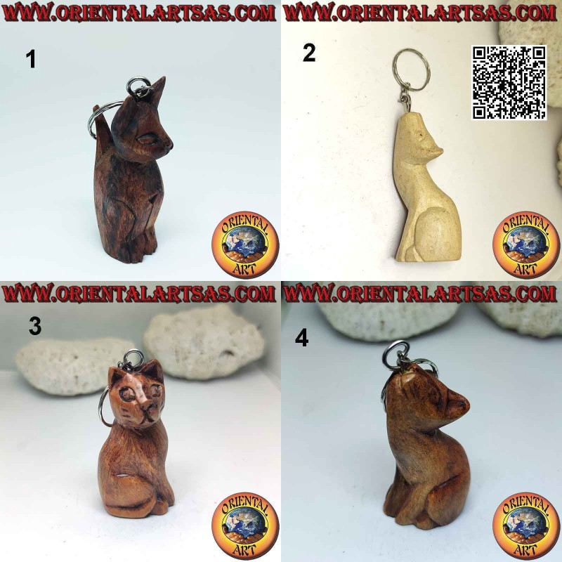 Portachiavi in metallo con gatto in legno realizzata a mano