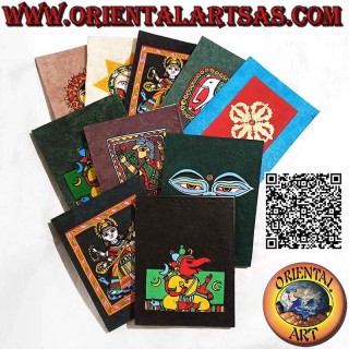 Carnet rectangulaire avec motif, papier de riz népalais (16 x 12.5)